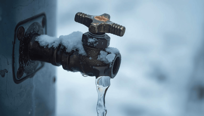 Exterior Hose Bib Or Spigot With Visible Frost Or Light Leaking